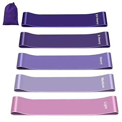 Produktbild: Fokky Fitnessbänder (5er Set), 100% Naturlatex Fitnessband mit Übungsanleitung auf Deutsch & Tragebeutel Resistance Bands Widerstandsbänder Gymnastikband für Muskelaufbau Pilates Yoga