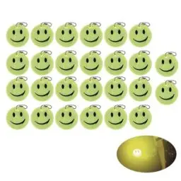 Produktbild: Fokroin 26Pcs Reflektoren Anhänger Kinder Smiley, Reflektierender Smiley-Anhänger, Leuchtanhänger Schlüsselanhänger Kinder Sicherheits Reflektor Anhänger Reflektoren für Schulranzen Jacke Running
