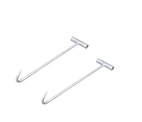 Produktbild: Fokroin 2 Stück Kanaldeckelheber, 30CM gullideckel haken, Fleischhaken, Tragbar Fleischhaken mit Griff, Kanaldeckelhaken mit Spitze, Eisen-T-Haken Zughaken, Schachthaken, für Open Kanaldeckel
