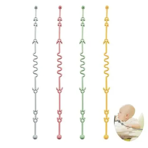 Produktbild: Fokroin 4 PCS Schnullerkette aus Silikon, Schnullerkette, BPA-frei Sicherheitsgurte für Spielzeug, Verstellbar Silikon Schnullerband, für Spielzeug, Kinderwagen, Autositze