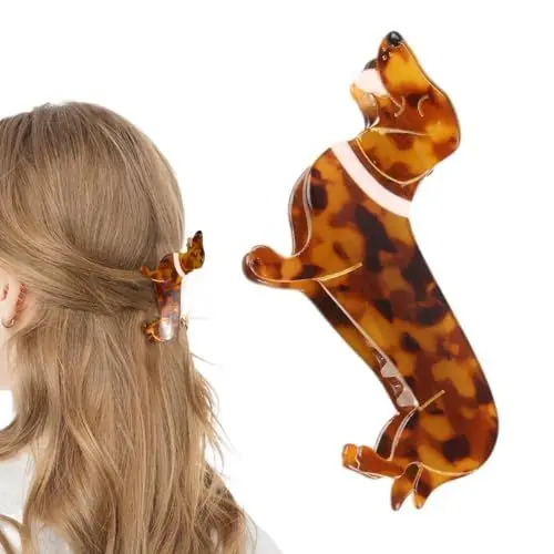 Produktbild: Fokroin Haarklammer für Dackel, Haarspangen Damen, Dackel-Haarspangen, Große haarklammer, Halloween Hair Clips, Große Haarspange für Hunde, Mädchen Hundeliebhaber Geschenke Rutschfeste Haarklammern