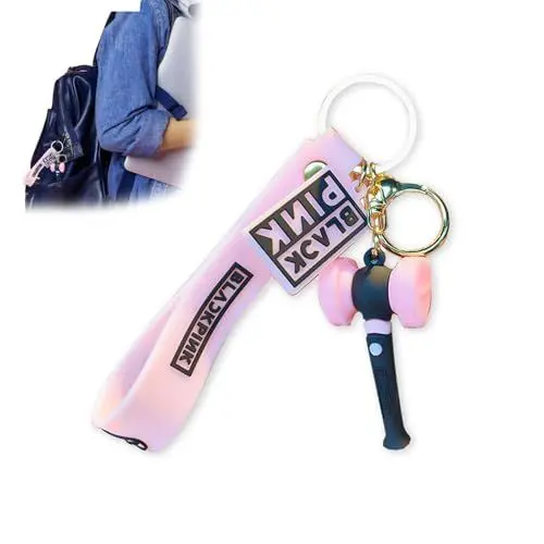 Produktbild: Fokroin Pinker Schlüsselanhänger, Blackpink Schlüsselanhänger, Blackpink Schlüsselanhänger mit Blackpink Stützzeichen, Schlüsselanhänger-Charaktere für Konzerte und Support-Clubs, Blackpink-Zubehör