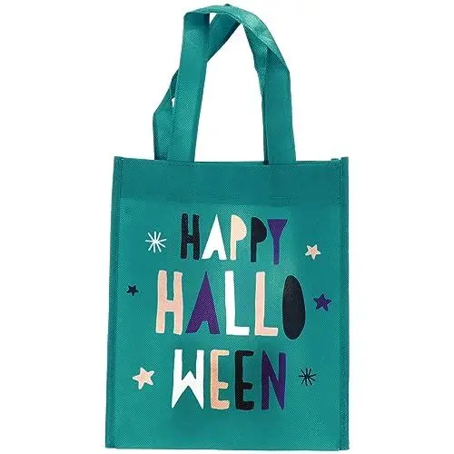 Produktbild: Folat 23853 23853-Happy Leckerli Taschen Türkis,Tragetaschen Party Geschenktüten Wiederverwendbar mit Griffen für Halloween Süßes oder Saures Gastgeschenke für Kinder, Partytüte, Mehrfarbig
