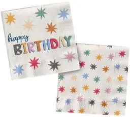 Produktbild: Folat 26862 Dekoration weiß mit bunten Sternen-Servietten-Starburst-33 x 33 cm-20 Stück-Fröhlich und farbenfroh Party Geschirr für Kinder und Erwachsenen Geburtstag, Mehrfarbig