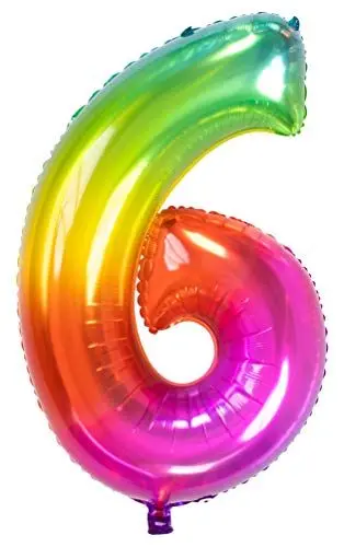 Produktbild: Folat 63246 Folienballon Yummy Gummy Rainbow Ziffer/Zahl 6-86 cm, Mehrfarbig