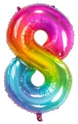 Produktbild: Folat 63248 Folienballon Yummy Gummy Rainbow Ziffer/Zahl 8-86 cm, Mehrfarbig