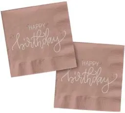 Produktbild: Folat 68703 Geburtstag Dekoration Rosa, Creme, Champagner Gold - Servietten - Crème Rose - 33 x 33 cm - 20 Stück - Eine raffinierte und lebendige Geburtstags Happy Birthday Geschirr