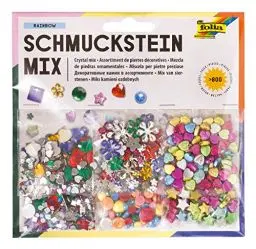 Produktbild: folia 12419 - Schmuckstein Mix Rainbow, über 800 verschiedene Schmucksteine, sortiert in verschiedenen Formen und Farben, ideal zum Verzieren und Dekorieren Ihrer Bastelarbeiten