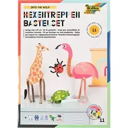 Produktbild: folia 21901 - Bastelset Hexentreppen-Tiere, Set für 11 Figuren, 262 Teile - ideal für Kinder zum Erstellen lustiger Figuren aus Papier