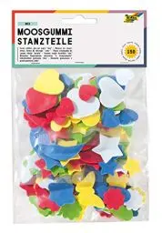 Produktbild: folia 231509 - Moosgummi Stanzteile, 150 Teile sortiert, mit Herzen, Sternen und Mond, Schmetterlingen und Blumen, bunter Farben-Mix