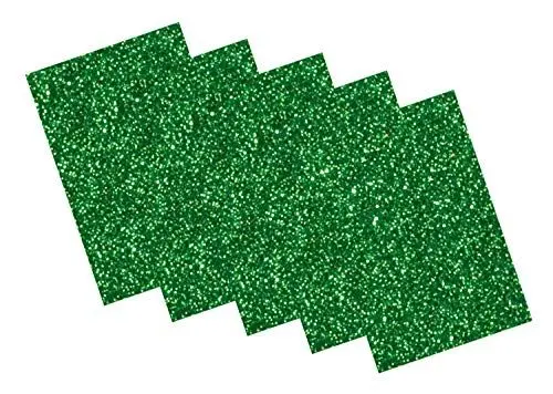 Produktbild: folia 231958 - Glitter-Moosgummi II einseitig selbstklebend, 5 Blatt in tannengrün, je 20 x 29 cm groß, ca. 2 mm stark, zum Verzieren, Basteln und Erstellen von Stickern