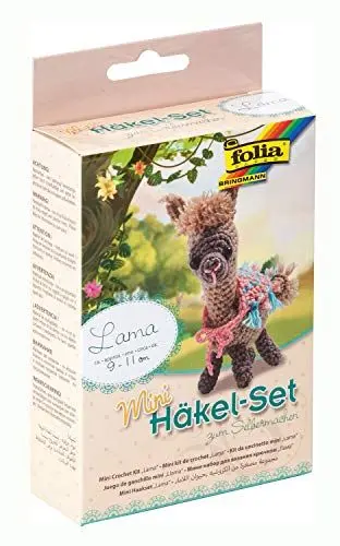 Produktbild: folia 23913 - Mini Häkelset Lama, Komplettset zur Erstellung von einem selbst gehäkelten niedlichen Lama, ca. 9 - 11 cm groß, für Kinder ab 8 Jahren und Erwachsene, als Geschenk