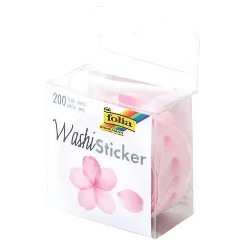 Produktbild: folia 26501 - Washi Sticker, Blüten rosé, vorgestanzte Formen aus Reispapier, 200 Stück auf Rolle - ideal zum Verzieren und Dekorieren