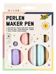 Produktbild: folia 36029 - Perlen Maker Pen, 6 Perlenstift à 30 ml für 3D Farbpunkte auf Papier, Textil, Holz, Keramik, nach Trocknung wasserfest und waschbar bei 30 Grad