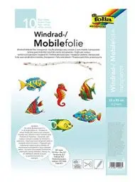 Produktbild: folia 420230 - Mobilefolie, Windradfolie, PVC, transparent, 0,2 mm, 23 x 33 cm, 10 Bogen - zum Basteln von Mobiles oder Windrädern