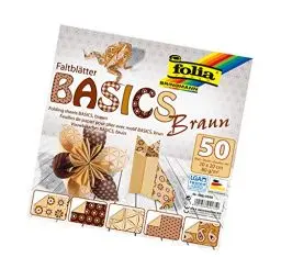 Produktbild: folia 466/2020 - Faltblätter Basics braun 20 x 20 cm, 80 g/qm, 50 Blatt sortiert in 5 Motiven - ideal für wunderschöne Faltfiguren und -formen
