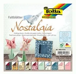 Produktbild: folia 496/1515 - Faltblätter Nostalgia, 15 x 15 cm, 80 g/qm, 50 Blatt sortiert in 10 Motiven - ideal für wunderschöne Faltfiguren und -formen