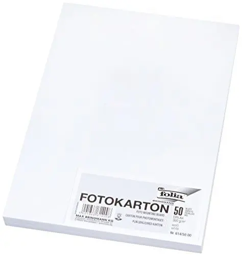 Produktbild: folia 614/50 00 - Fotokarton DIN A4, 300 g/qm, 50 Blatt, weiß - zum Basteln und kreativen Gestalten von Karten, Fensterbildern und für Scrapbooking