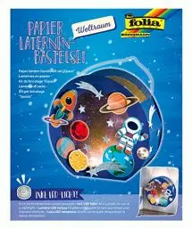 Produktbild: folia 68103 - Laternen - Bastelset, Weltraum, inklusive Laternenstab und LED-Licht, Mittel