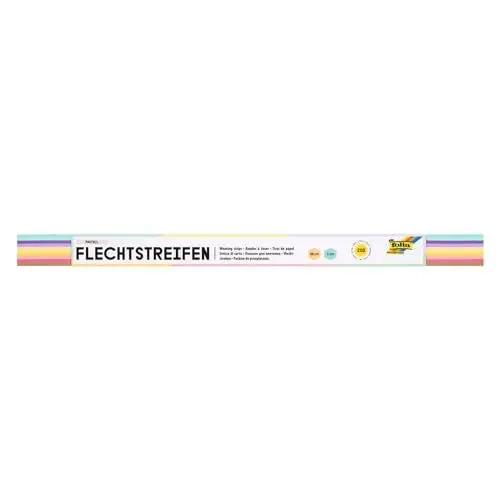 Produktbild: folia 70310 - Flechtstreifen PASTELL aus Papier, 200 Stück in 10 verschiedenen Pastelltönen, 50 x 1 cm, Papierstreifen zum Flechten und Falten