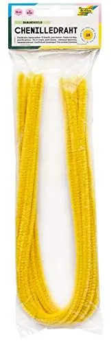 Produktbild: folia 77814 - Chenilledraht, Pfeifenputzer, 10 Stück in bananengelb, Durchmesser 8 mm und 50 cm lang, ideal für Kinder zum Basteln und Gestalten von Tieren, Figuren und anderen Formen