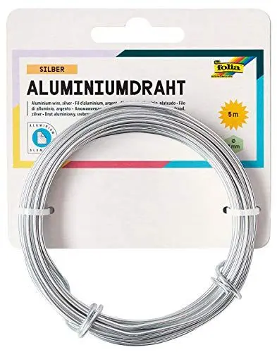 Produktbild: folia 79660 - Aluminiumdraht, Basteldraht in silber, 2 mm x 5 m, besonders leicht formbar, für Bastelarbeiten und zur Dekoration