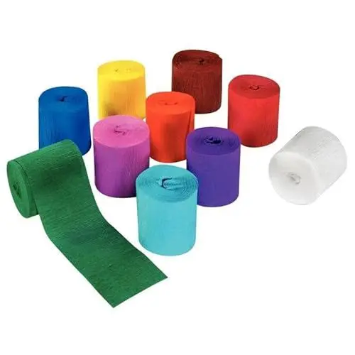 Produktbild: folia 82109 - Kreppbänder, Krepppapierband, 10 Rollen in verschiedenen Farben, jede Rolle ca. 5 x 10 cm, sehr elastisches und dünnes Papier, mit einer unebenen und rauen Oberfläche, Partydeko