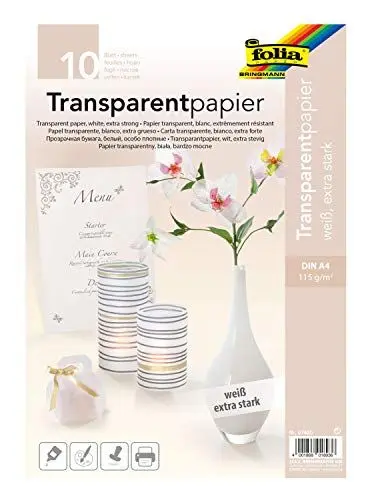Produktbild: folia 87400 - Transparentpapier, DIN A4, 10 Blatt, weiß - vielseitig einsetzbar