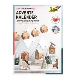 Produktbild: folia 9388 - Adventskalender Bastelset VILLAGE IN THE SNOW, 113-teiliges DIY Set, Stadt im Schnee
