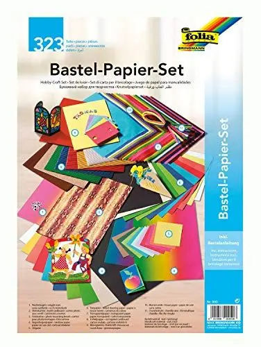 Produktbild: folia 940 - Bastelpapier - Set Ganzjahr, 323 Teile - Kreativset für Kinder und Erwachsene mit verschiedenen Bastelmaterialien