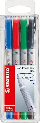 Produktbild: STABILO - Folienstift - OHPen universal - wasserlöslich fein - 4er Pack - grün, rot, blau, schwarz
