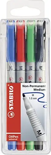 Produktbild: Folienstift - STABILO OHPen universal - wasserlöslich medium - 4er Pack - grün, rot, blau, schwarz