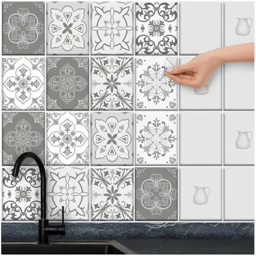 Produktbild: FoLIESEN - Fliesenaufkleber | selbstklebende Fliesen-Folie für Bad & Küche | Deko Klebe-Folie für Wandfliesen Küchenrückwand & Bordüren | Patchwork No.4, .:20x25 cm / 16-tlg. Set