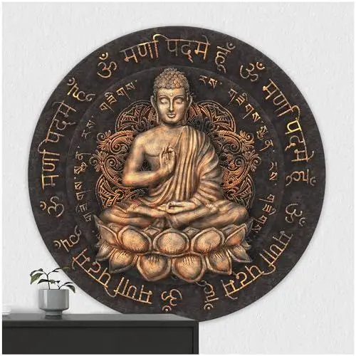 Produktbild: FoLIESEN - Wandaufkleber - Türaufkleber I selbstklebendes Poster für Tür & Wand I runder Wand-Sticker I Wandtatto I Wandbild Buddha, .:Ø 40cm