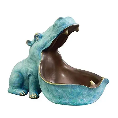 Produktbild: Foliner Nilpferd-Statue, Kunstharz, Nilpferd-Figur, Skulptur,Tischdekoration, Sundry Container, Big Mouth Nilpferd-Aufbewahrungsfigur, Süßigkeitenteller, Heimdekoration