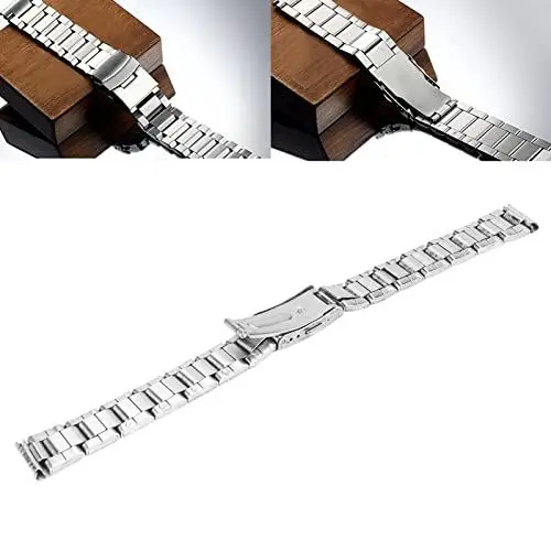 Produktbild: FOLOSAFENAR Uhrenarmband, Silberfarbenes, Verstellbares Edelstahl-Uhrenarmband, Faltbare Schnellverschluss-Doppelverschluss-Schnalle, Ersatz, 12-22 Mm Metall-Uhrenarmband, für Männer und Frauen(20mm)