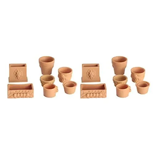 Produktbild: FOMIYES 14 Stücke Mini Terra Cotta Töpfe Set Miniatur Puppenhaus Harz Blumentöpfe Sukkulenten Kindertöpfe Töpferwaren Pflanzer Blume Terrakotta Topf Fenster Kastenhalter für DIY