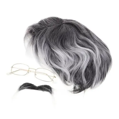 Produktbild: FOMIYES 1 Satz Opa Dress -up -Anzug Alte Menschenkostüme für Erwachsene alter mann kostüm Halloween-Kostüme für Männer Kostümbrille für alte Männer Opa -Kostüm Cass Weiß