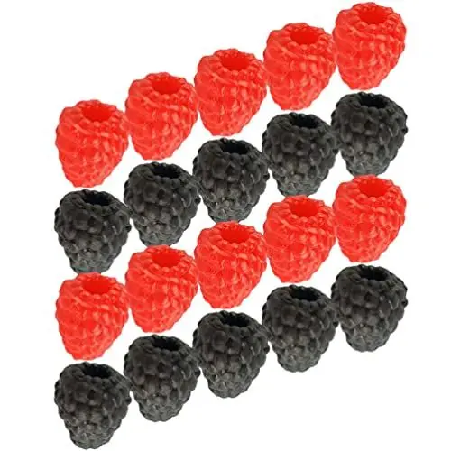 Produktbild: FOMIYES 20 Stück Künstliche Himbeere Künstliche Frucht Realistische Früchte Lebensechte Beere Rote Beere Erdbeere Künstliche Frucht Brombeere Simulation Pflanzenfotografie Requisiten