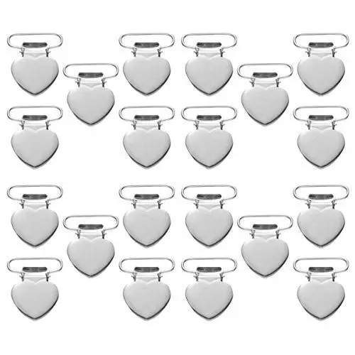 Produktbild: FOMIYES 20st Hosenträger Clips Schnullerclip Aus Metall Hosenträgerhaken Metallklammern in Herzform Clips Für Schnullerkette Strumpfbandclips Schnullerklipser Stoffclip Kleidung Kind