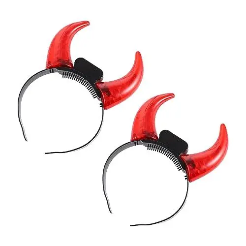 Produktbild: FOMIYES 2St Dämon Horn Stirnband Halloween-Kostüm-Stirnband Haarbänder für Damen Haargummis haarschmuck Party-Stirnbänder Party-Haare LED Trompete Hörner Kopfbedeckung Kunststoffe rot