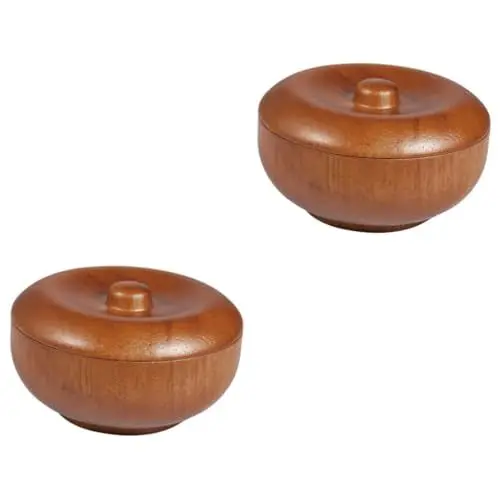 Produktbild: FOMIYES 2 Stück Rasierschale Aus Holz Für Herren Mit Deckel Schale Für Rasierseife Und -creme Stilvoll Und Praktisch Für Die Männerpflege