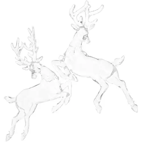 Produktbild: FOMIYES 2 Stücke Weihnachten Elch Figur Acryl Rentier Ornament Klar Hirsch Figur Weihnachtsbaum Anhänger Kranz Machen Verschönerungen Für Weihnachtsparty Hängende Dekoration