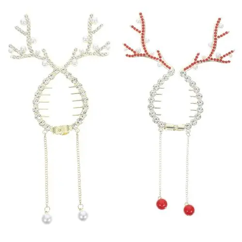 Produktbild: FOMIYES 2st Bananenclip Weihnachts-haarschmuck -haarklammer Weihnachtliches Haar-accessoire Dickes Haarstyling-tool Haarspangen Für Dünnes Frauenhaar Haarspangen Für Damenhaarschmuck Elch