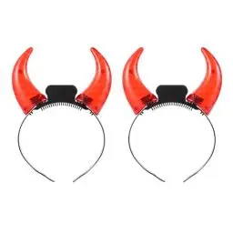 Produktbild: FOMIYES Stirnband mit Teufelshörnern: Halloween-Stirnband – 2 leuchtende rote Horn-Stirnbänder für Männer und Frauen, Foto-Requisite, Geister-Kostüm-Stirnband für Halloween, Cosplay-Party