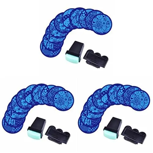 Produktbild: FOMIYES 30-Teiliges Kit Schablonenplatten-Schablonendruck Und Maniküre Zufällige Schaberschablonen zum Selbermachen + Platten Blumen-Nagelplatten-Stempel mit Schablonen Polnischen