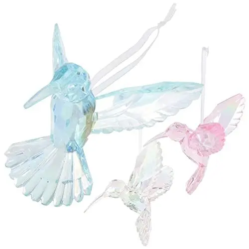 Produktbild: FOMIYES 3 Stücke Glänzend Acryl Ornamente Schillernd Klar Anhänger Kristall Vogel Dekoration Windspiele Outdoor Garten Hängende Verzierung A