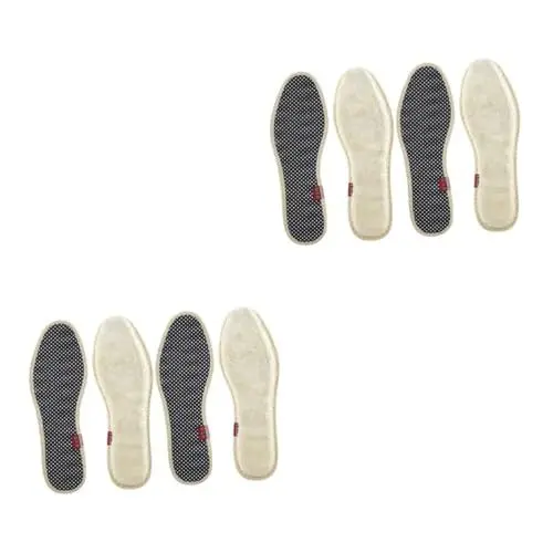 Produktbild: FOMIYES 4 Paare Einlegesohle Hausschuhe Herren Hausschuhe für Frauen Stiefelpantoffeln Damen wintereinlegsohlen shoe warmer warme Schuhunterlagen verdickte Plüscheinlagen Wollimitat Beige