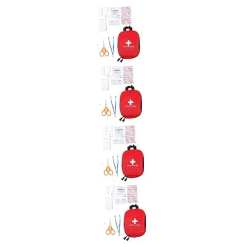 Produktbild: FOMIYES 4 Sätze Outdoor-Notfallset Tasche für Ersthelfer Outdoor-Notfallausrüstung notfallpakete notfallkit Outdoor kit Notfall-Aufbewahrungstasche tragbare Notfalltasche pp rot