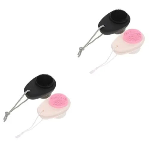 Produktbild: FOMIYES 4 Stück Doppelseitige Gesichtsreinigungsbürste Handgriff-Gesichtsbürste Mini-Gesichtspeeling handbürste handwaschbürste Gesichtsschwamm Silikon-Gesichtsbürste Dame Gesichtsbürste